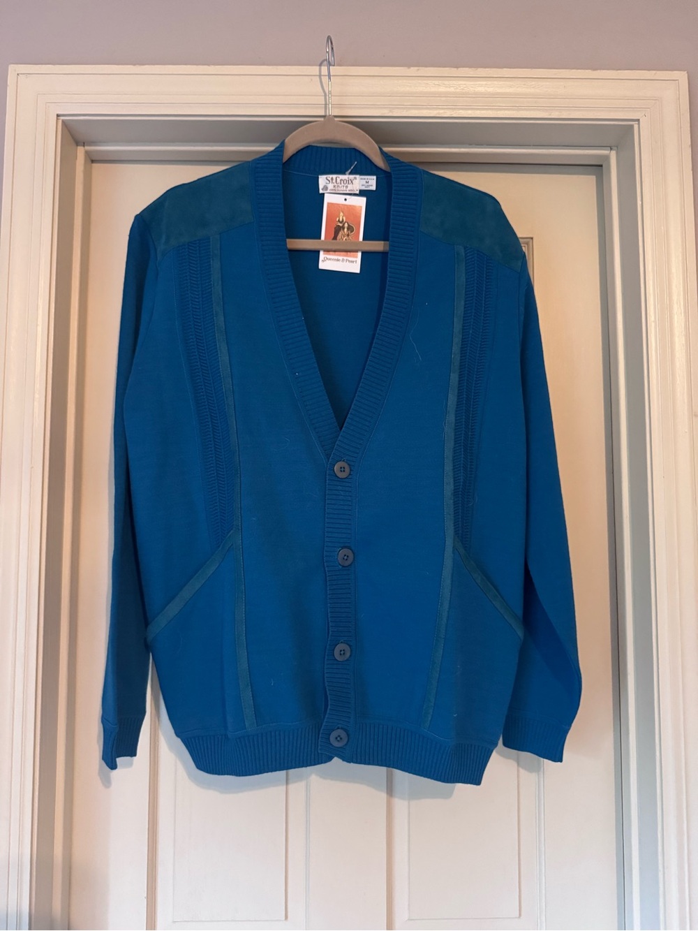 Vintage Teal Blue Button-Front Cardigan Sweater